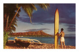 Surfer with Diamond Head