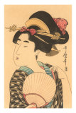 Buy Japanese Woodblock - Portrait of Woman with Fan at AllPosters.com