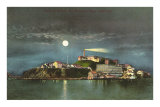 Moon over Alcatraz, San Francisco, California