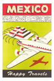 Buy Mexico, Plane over Pyramid, Happy Travels at AllPosters.com