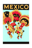 Mexico: 3 Male Dancers with Headdresses