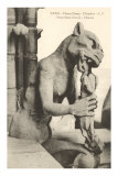 Gargoyle on Notre Dame, Paris Premium Poster