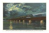 Moon over Train on Bridge, North Platte, Nebraska