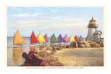 Boats with Colored Sails, Nantucket, Massachusetts Premium Poster