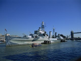 Hms Belfast Moored Near Tower Bridge on the Thames, London, England, United Kingdom, Europe