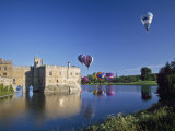 Hot Air Balloons Taking Off from Leeds Castle Grounds, Kent, England, United Kingdom, Europe