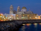 Buy Cathedral Waterfront Dusk, Cadiz, Andalucia, Spain, Europe at AllPosters.com
