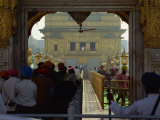 Buy Sikhs at the Entrance to the Golden Temple, Crossing Guru's Bridge, Amritsar, Punjab, India at AllPosters.com