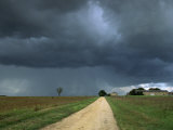 Straight Rural Dirt Road Through Farmland Near Le Mans, Sarthe in Loire, Centre, France