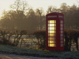 Buy Red Telephone Box on a Frosty Morning, Snelston, Hartington, Derbyshire, England, UK at AllPosters.com