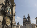 Astronomical Clock, and Church of Our Lady before Tyn, Old Town Square, Prague, Czech Republic