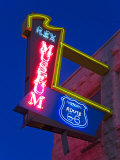Neon Sign for Rex Historical Museum, Historic Route 66, Gallup, New Mexico, USA