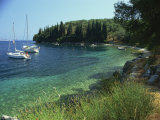 Buy Yachts Moored Offshore in Kalami Bay on the Coast, Corfu, Ionian Islands, Greek Islands, Greece at AllPosters.com
