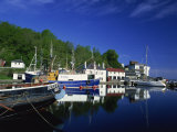 Tranquil Scene of Boats Reflected in Still Water on the Crinan Canal, Crinan, Strathclyde, Scotland