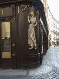 Relief of a Lady on Shop Exterior, Old Town, Prague, Czech Republic, Europe