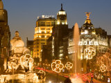 Cibeles Square and Cibeles Fountain, Calle De Alcala at Christmas Time, Madrid, Spain