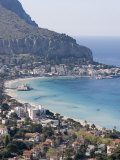 Bay and Pier, Mondello, Palermo, Sicily, Italy, Mediterranean, Europe