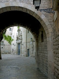 Signs of the Civil War in Sant Felip Neri Square, Gothic Quarter, Barcelona, Catalonia, Spain