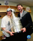 Sidney Crosby & Mario Lemieux Game 7 - 2008-09 NHL Stanley Cup Finals With Trophy
