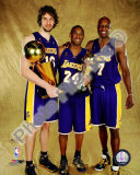 Pau Gasol, Kobe Bryant, & Lamar Odom Game 5 - 2009 NBA Finals With Championship Trophy (#31)