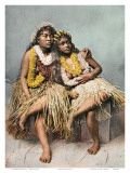 Hawaiian Hula Girls with Flower Leis, c. 1880