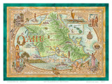Oahu, The Gathering Place, Vintage Map of Oahu, Hawaii