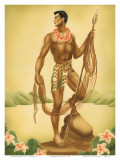 Buy Hawaiian Fisherman with Ihe (Spear), c.1930s at AllPosters.com