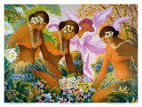 Buy Hawaiian Hula, Women with Tropical Flowers at AllPosters.com