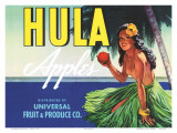 Hula Apples, Crate Label with Topless Hula Girl, c.1930s