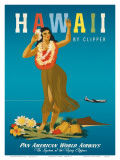 Buy Hawaii By Clipper, Pan American Airways, Hula Girl, c.1950 at AllPosters.com