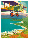 Buy Bi-Plane Over The Hawaii Coastline, c.1928 at AllPosters.com