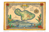 Vintage Style Map of the Island of Maui, Hawaii