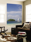 Panama, Comarca de Kuna Yala, San Blas Islands, Beach and Sailing Boat