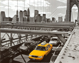 Yellow Cab on Brooklyn Bridge