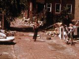 1970s America, Two Young Boys Pass Through a Trash-Strewn Alley of Chicago, Early 1973S