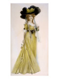 Woman in Victorian Dress and Large Hat, 1889. Illustration by Leon Moran