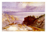 The Great Salt Lake of Utah , Color Lithograph by T. Moran, 1874