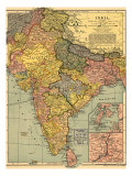 1902 Map of India, Then a Colony Within the British Empire, Showing Internal Boundaries