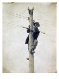 The Civil War. Worker Repairing Telegraph Line. Andrew Russell, Photographer, 1862-1863