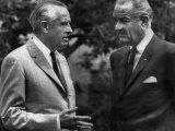 Ambassador to Britain, W. Averell Harriman, President Lyndon Johnson, at White House, June, 1968