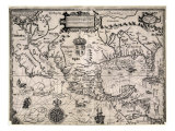 1600 Map of Spanish Territories in North America, Including Mexico, Cuba, California, and Florida