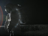 Space suit undergoes testing in the Johnson Space Center's lunar yard