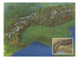 Alps, Europes Backbone Map 1965