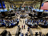An high angle view of the New York Stock Exchange's trading floor