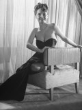 Singer Actress Julie London Sitting in a Strapless Gown Backwards on Chair