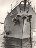 Heavy Anchors Hanging From the Battleship U.S.S. Maryland as it Rests Anchored in the Harbor