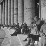 Buy Old Italian Women Knitting While They Socialize in the Colonade of St. Peter's Square, Vatican City at AllPosters.com