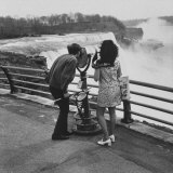 Honeymoon Couple, Colman Laposa Jr. and Wife, Gazing at the Niagara Falls