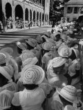Buy Large Group of Matching Young Girls Waiting for the Arrival of Queen Elizabeth II and Prince Philip at AllPosters.com