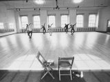 Members of Merce Cunningham Dance Company Practicing before Mirror in Studio